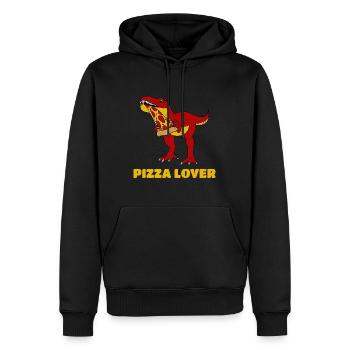 Pizza Lover, Dinosaur Lover, Pizza - Men’s Premium Organic Hoodie - black - Front - Nico (187cm)