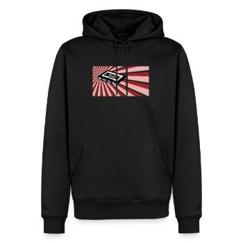 kassette t shirt, Retro, Vintage, Nerd shirt, tape - Männer Premium Bio Hoodie - Schwarz - Vorne - Nico (187cm)