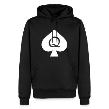 PIK-DAME - Männer Premium Bio Hoodie - Schwarz - Vorne - Nico (187cm)
