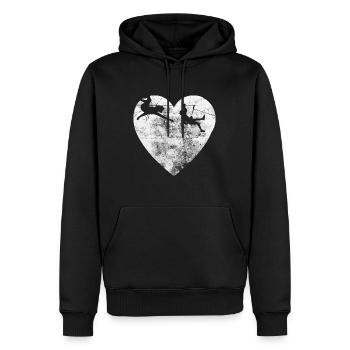 Coeur - Escalade - - Sweat à capuche Premium bio Homme - noir - Devant - Nico (187cm)