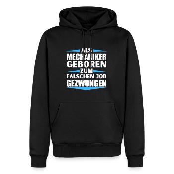 Le mécanicien a décroché le mauvais emploi - Sweat à capuche Premium bio Homme - noir - Devant - Nico (187cm)