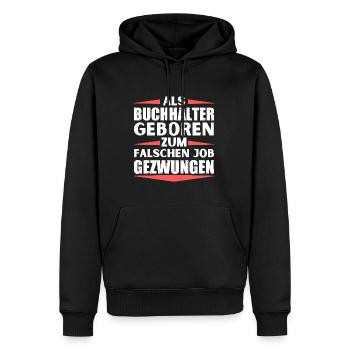 im falschen Job gelandet im falschen Job gelandet - Männer Premium Bio Hoodie - Schwarz - Vorne - Nico (187cm)