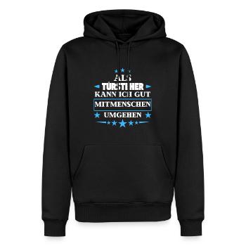 Traiter les autres êtres humains comme des videurs. - Sweat à capuche Premium bio Homme - noir - Devant - Nico (187cm)