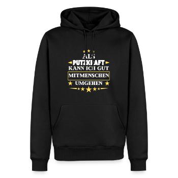 Traiter les autres êtres humains en tant que nettoyeur. - Sweat à capuche Premium bio Homme - noir - Devant - Nico (187cm)