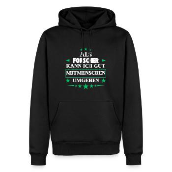 Als Forscher Mitmenschen Umgehen. - Männer Premium Bio Hoodie - Schwarz - Vorne - Nico (187cm)