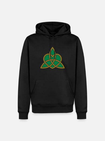 Celtic Heart Triquetra Trinity God Christ Spirit - Felpa con cappuccio ecologica premium da uomo - nero