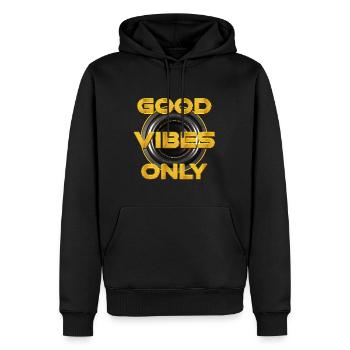 Good Vibes Only - Men’s Premium Organic Hoodie - black - Front - Nico (187cm)