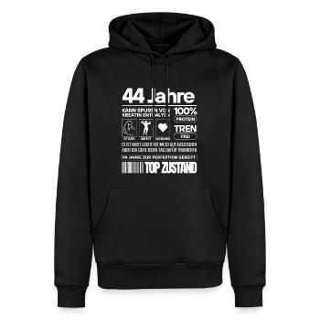 44 Jahre und im Top Zustand - Männer Premium Bio Hoodie - Schwarz - Vorne - Nico (187cm)