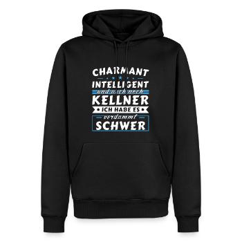 Charmant und intelligent - Kellner Edition - Männer Premium Bio Hoodie - Schwarz - Vorne - Nico (187cm)