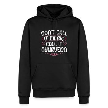 Ayurveda - Männer Premium Bio Hoodie - Schwarz - Vorne - Nico (187cm)