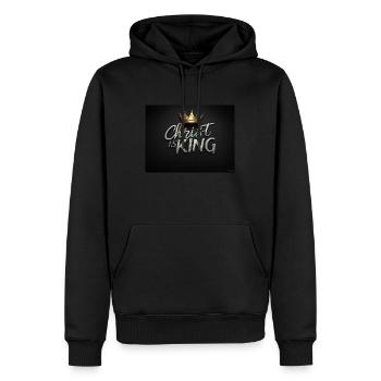 CHRIST IS KING - Men’s Premium Organic Hoodie - black - Front - Nico (187cm)