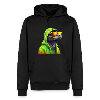 Krokodil mit Sonnenbrille Alligator Kaiman Reptil - Männer Premium Bio Hoodie - Schwarz - Vorne - Nico (187cm)