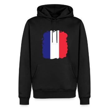 Drapeau France look usé drapeau français - Sweat à capuche Premium bio Homme - noir - Devant - Nico (187cm)