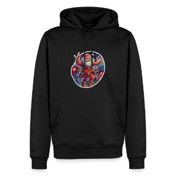 Le Père Noël vole à travers l’univers - Sweat à capuche Premium bio Homme - noir - Devant - Nico (187cm)