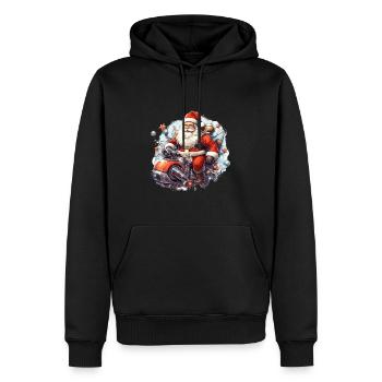 Santa Claus driving through snow with gift - Men’s Premium Organic Hoodie - black - Front - Nico (187cm)