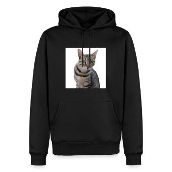 Chat chat chaton doux - Sweat à capuche Premium bio Homme - noir - Devant - Nico (187cm)