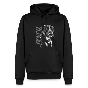 BOXEUR PORTRAIT III Portrait de chien Les chiens de Wilsign - Sweat à capuche Premium bio Homme - noir - Devant - Nico (187cm)