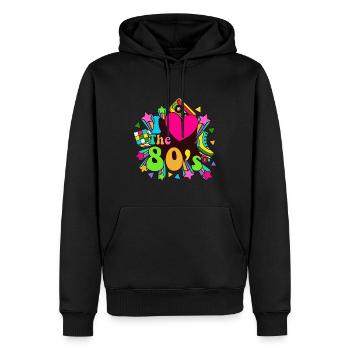 80s Retro Vintage Costume Carnival 80's - Men’s Premium Organic Hoodie - black - Front - Nico (187cm)
