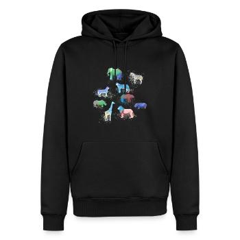 Animaux,Animaux sauvages,Zèbre,Lion,Eléphant,Ours,Zoo,Lion - Sweat à capuche Premium bio Homme - noir - Devant - Nico (187cm)