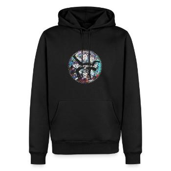 capoeira, mandala, bunt, muster, orient ,graffiti - Männer Premium Bio Hoodie - Schwarz - Vorne - Nico (187cm)