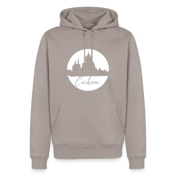 cochem,skyline,kreis,weisser kreis - Männer Premium Bio Hoodie - Taupe - Vorne - Nico (187cm)