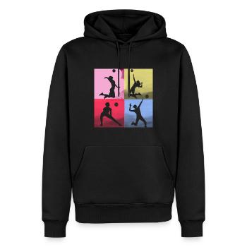 volley-ball,volleyballer,beachball,coloré - Sweat à capuche Premium bio Homme - noir - Devant - Nico (187cm)