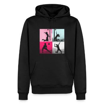 volley-ball,volleyballer,beachball,graffiti,rose - Sweat à capuche Premium bio Homme - noir - Devant - Nico (187cm)