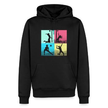 volley-ball,volleyballer,beachball,coloré - Sweat à capuche Premium bio Homme - noir - Devant - Nico (187cm)