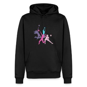 volley-ball,volleyballer,beachball,graffiti,rose - Sweat à capuche Premium bio Homme - noir - Devant - Nico (187cm)