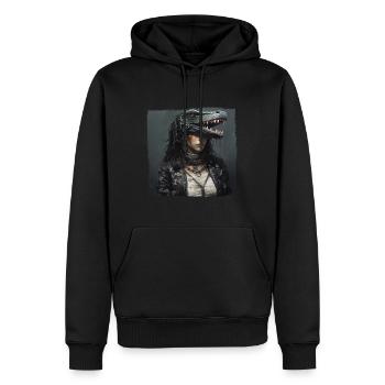 Vintage Dino Girl - Männer Premium Bio Hoodie - Schwarz - Vorne - Nico (187cm)