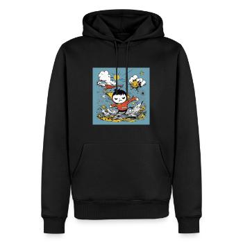 Held, Teppich, Fliegen - Männer Premium Bio Hoodie - Schwarz - Vorne - Nico (187cm)