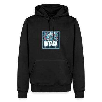 collection untaka wear - Sweat à capuche Premium bio Homme - noir - Devant - Nico (187cm)