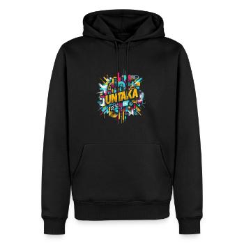 collection untaka wear - Sweat à capuche Premium bio Homme - noir - Devant - Nico (187cm)