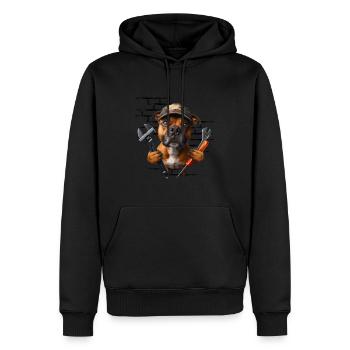 Je veux réparer des trucs - Sweat à capuche Premium bio Homme - noir - Devant - Nico (187cm)