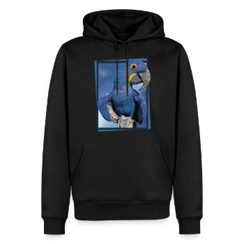 Hyazinth-Ara - Männer Premium Bio Hoodie - Schwarz - Vorne - Nico (187cm)