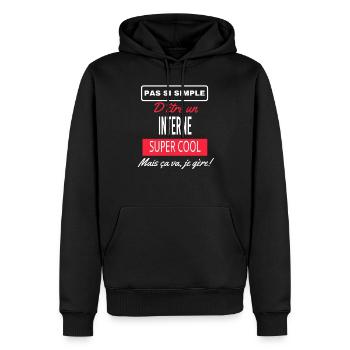 pas si simple INTERNE - Sweat à capuche Premium bio Homme - noir - Devant - Nico (187cm)