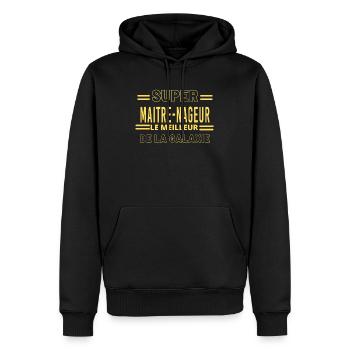 Meilleur de la galaxie MAITRE NAGEUR - Sweat à capuche Premium bio Homme - noir - Devant - Nico (187cm)