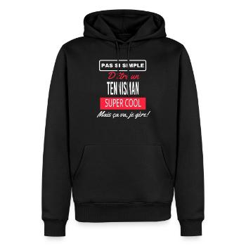 pas si simple TENNISMAN - Sweat à capuche Premium bio Homme - noir - Devant - Nico (187cm)