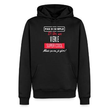 pas si simple VIERGE - Sweat à capuche Premium bio Homme - noir - Devant - Nico (187cm)