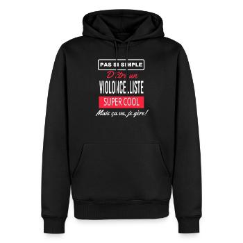 pas si simple VIOLONCELLISTE - Sweat à capuche Premium bio Homme - noir - Devant - Nico (187cm)