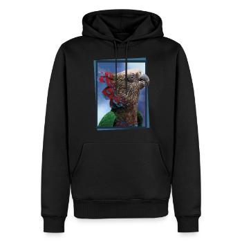 Le perroquet cacique - Sweat à capuche Premium bio Homme - noir - Devant - Nico (187cm)