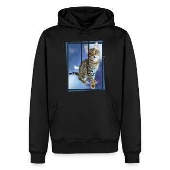 Tabby - Männer Premium Bio Hoodie - Schwarz - Vorne - Nico (187cm)