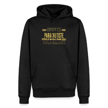 Meilleur de la galaxie PARACHUTISTE - Sweat à capuche Premium bio Homme - noir - Devant - Nico (187cm)
