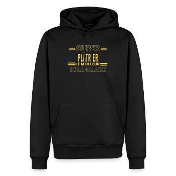 Meilleur de la galaxie PLÂTRIER - Sweat à capuche Premium bio Homme - noir - Devant - Nico (187cm)