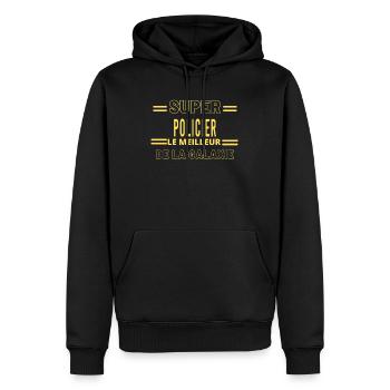 Meilleur de la galaxie POLICIER - Sweat à capuche Premium bio Homme - noir - Devant - Nico (187cm)