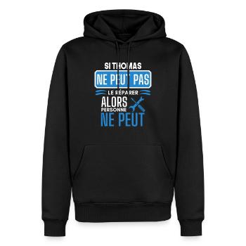 ne peut pas le réparer si Thomas - Sweat à capuche Premium bio Homme - noir - Devant - Nico (187cm)