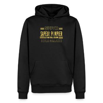 Meilleur de la galaxie SAPEUR POMPIER - Sweat à capuche Premium bio Homme - noir - Devant - Nico (187cm)