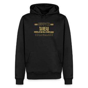 Meilleur de la galaxie TAUREAU - Sweat à capuche Premium bio Homme - noir - Devant - Nico (187cm)