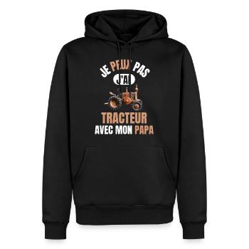 Ich kann keinen TRAKTOR mit meinem Papa haben - Traktor - Männer Premium Bio Hoodie - Schwarz - Vorne - Nico (187cm)