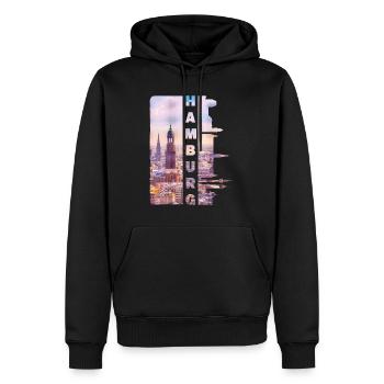 Hambourg Allemagne Ville Skyline Accueil Amour - Sweat à capuche Premium bio Homme - noir - Devant - Nico (187cm)